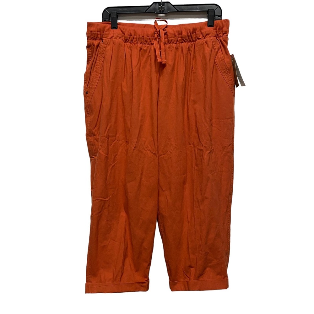 Rebecca Malone Pull-On Capri Pants Womans Plus 1X Burnt Orche Breath 100% Cotton